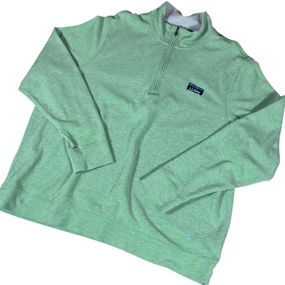 L.L.Bean Quarter Zip Pullover Mens XL‎ Green 513021 Traditional Fit Heathered